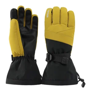 Black Waterproof Leather Touchscreen Ski Gloves for Men and Women