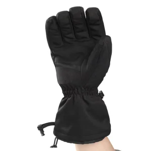 Black Winter Ski Gloves with Fleece Inner, Waterproof Outer Fabric, for Riding