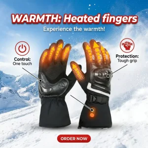 Black Winter Snowboarding Heated Breathable Lightweight Glove Liners 7.4V Rechargeable Battery Electric Waterproof Gloves