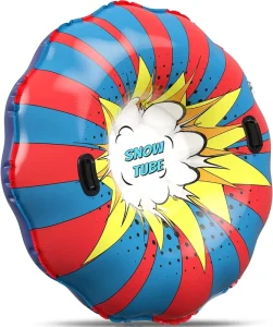 Blue 0.5 mm PVC/Nylon Foldable Inflatable Ski Snow Tube, FPF005TW