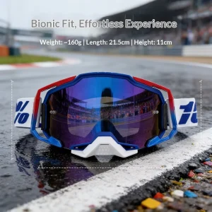 Blue PC Retro Ski Goggles with TPU Frame Windproof Mirrored Lenses Adjustable Strap and Water-Repellent Coating