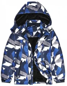 Boys’ Waterproof Zipper Ski Jacket Warm Fleece Snowboard Hooded Coat Machine Washable