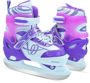 Breathable Adjustable PVC Ice Hockey Skates for Children Boys and Girls Smooth Blade 3-12 Years Indoor Outdoor
