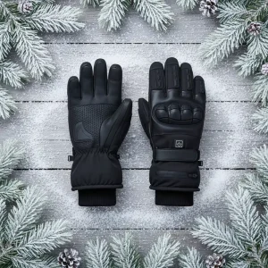 Breathable Leather Rechargeable Heated Hand-Warmer Gloves for Skiing and Cycling