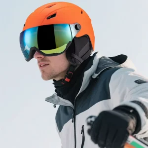 CE-Approved Custom Snow Ski Helmet with Visor Plastic Shell for Winter Sports