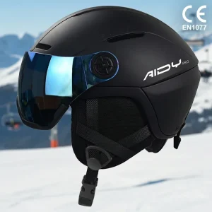 CE EN 1077 Ski Helmet Manufacturer In Mold Dual PC Shell with Goggle Visor for Adults and Youth