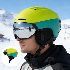 CE EN1077 Ski Helmet with Integrated Stretch Visor Shield Lightweight Snowboard Helmet