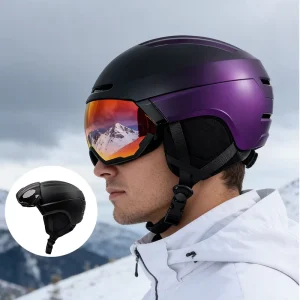 CE EN1077 Ski Helmet with Stretch Visor Lens and Integrated Shield