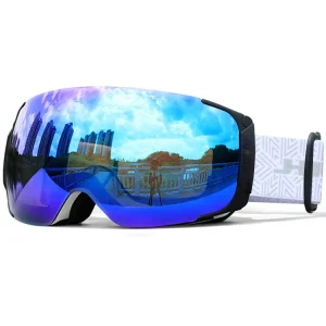 CE Ski Goggles Large Magnet Side Snow Sport Eyewear Locking Spherical Magnetic Lens OEM Snowboarding Snowplay Glasses