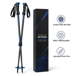 Carbon Ski Pole Set Custom Logo Snow Poles Retail Packaging OEM