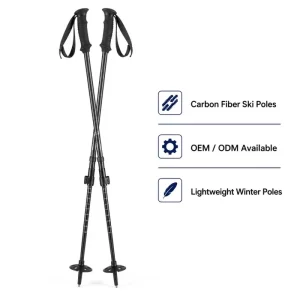 Carbon Vario Ski Poles Adjustable Frontside Alpine Poles Lightweight With Premium Grip OEM