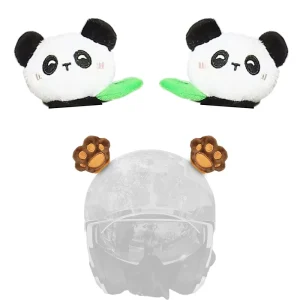 Cartoon Panda Decorative Motorcycle Helmet Horns, Free Size, for Kids’ Bicycle, Cycling and Ski Riding