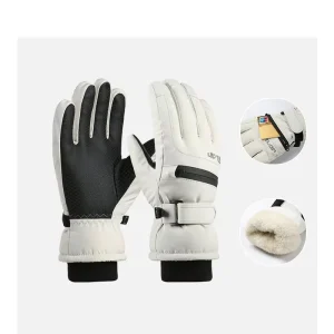 Children Winter Ski Gloves Waterproof Windproof with Zipper Ski Gloves Fleece-Lined for Snowboarding Gloves