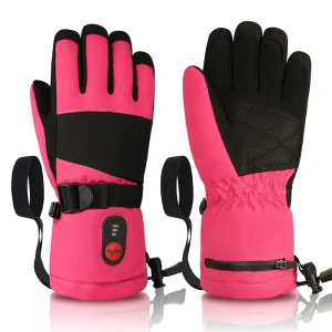 Children’s 7.4V Waterproof Rechargeable Heated Ski Gloves for Skiing and Snowboarding