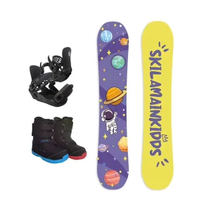 Children’s Snowboarder Equipment Beginners Practica Complete Set Poplar Wood Core Camber Snowboard Set for Kids