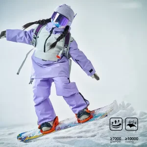 Children’s Thick Waterproof Snowboard and Ski Suit Set Boys’ and Girls’ Winter Jacket and Pants