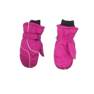 Children’s Waterproof Winter Ski Gloves Ages 4-8 Pink and Navy Striped Outdoor Sports Gloves