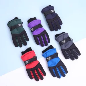 Children’s Winter Ski Gloves Outdoor Sports Riding Warm Waterproof Split-Finger Thickened Gloves