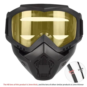 Color-Changing Detachable Ski Mask Motorcycle HD Motocross Goggles Retro Riding Hunting Accessory