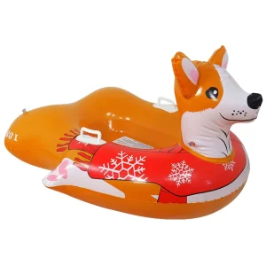 Corgi Design Inflatable Snow Tube for Kids with Cold-Resistant PVC Material and Handle
