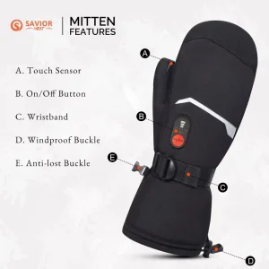 Cotton Ski Gloves Winter Insulated Heated Mittens for Snowboarding with Battery Heating