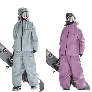 Couple Ski Suit Set Waterproof Windproof Warm Loose American Style for Men and Women