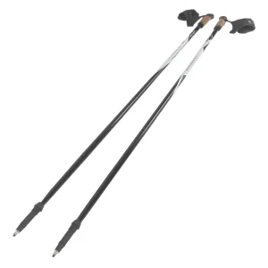 Cross-Country Roller Ski Poles with Carbon Fiber Shaft, Soft Rubber Tips, and Wood Handle 135cm