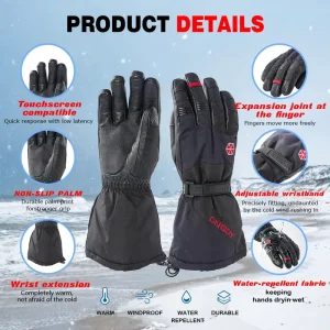 Custom Full Finger Winter Gloves Waterproof Touchscreen Warm for Hiking, Snowboarding, and Skiing