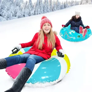 Custom Inflatable Snow Sled Tube Winter Outdoor Thicken Pvc Hard Bottom Heavy Duty Inflatable Snow Tube