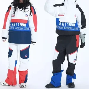 Custom Logo Color Block Pullover Ski Suit, Windproof and Waterproof