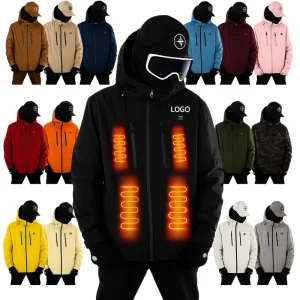 Custom Logo Color Unisex Heated Windbreaker Jacket Waterproof Windproof Heated Ski Shell Jacket Hiking Winter Outdoor Jacket