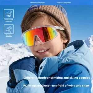 Custom Logo Kids Ski Goggles Youth Snowboard Goggles Windproof Children Skiing Glasses Sports Sunglasses Bulk