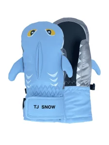 Custom Logo Ladies Ski Mittens Waterproof PU Leather Palm Winter Warm Snowboard Mittens for Children Outdoor Sports