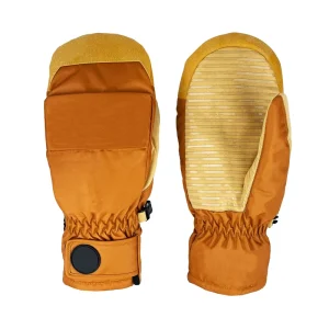 Custom Logo Ladies Ski Mittens Waterproof PU Leather Palm Winter Warm Snowboard Mittens for Women Outdoor Sports