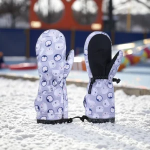 Custom Logo Ladies Ski Mittens Waterproof Polyester Palm Winter Warm Snowboard Mittens for Women Outdoor Sports