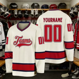 Custom Logo Printed Breathable Ice Hockey Jerseys 100% Cotton Long Jacket Hockey Apparel Anti Bacterial