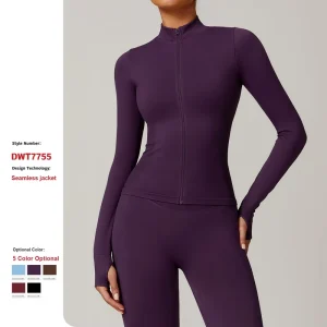 Custom Logo Stand Collar Zipper Long Sleeve Yoga Wear Women’S Windproof Warm Sports Tops Gym Fitness Running Sports Yoga Jacket