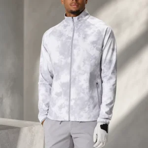 Custom Men’s Full-Zip Lightweight 100% Polyester Waterproof Stretch Windbreaker Golf Jacket