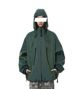 Custom Men’s Waterproof Quilted Hiking and Work Rain Jacket with Hood