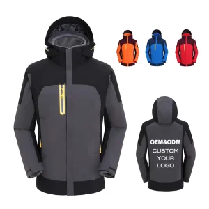 Custom Men’s and Women’s 3-in-1 Hooded Waterproof Breathable Fleece Jacket for Hiking and Climbing
