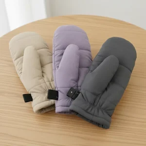 Custom Nylon Autumn-Winter Gloves, Solid Purple/Grey, for Skiing and Cycling