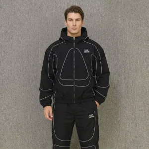 Custom Polyester 3M Reflective Tracksuit Manufacturer Oversized Lightweight Windbreaker Waterproof Baggy Nylon Tracksuit