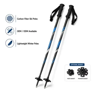 Custom Printed Carbon Fiber Ski Poles Fixed Length Alpine Snow Poles Private Label