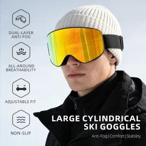 Custom Snowboard Ski Goggles Cylindrical Dual Layer Anti Fog Lens TPU Frame OEM ODM Factory