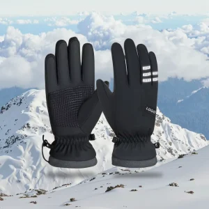 Custom Thermal Warm Polyester Ski Gloves Unisex Autumn Winter Windproof Waterproof Snowboarding Cycling Fleece lined Thickened