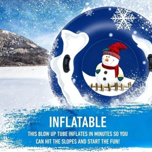 Custom Thick Inflatable Snow Sled Tube With Pull Rope Double Handles for Adult Kid Snow Sledding Factory