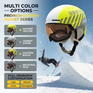 Custom Two-Piece Shell Ski Helmet with Integrated Goggle, EN1077 and MIPS, Snowboard Helmet Manufacturer