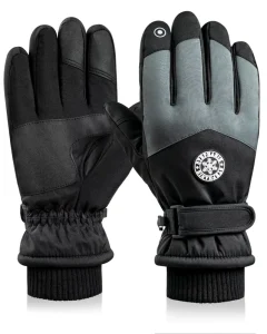 Custom Waterproof Thermal Rechargeable Heated Gloves with Touchscreen, Polyester, and Drawstring Closure for Snowboarding