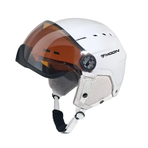 Custom White Full-Face Ski Helmet with Durable Plastic Construction for Winter Sports