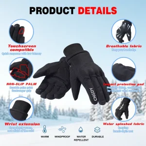 Custom Winter Warm Motorcycle Riding Gloves Waterproof Windproof Touch Screen Non Slip Wear Resistant Ski Gloves for Men Women